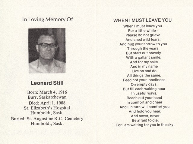 Leonard Still Memorial Card Uncorrected - Copy